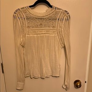 Zara Embroidered Gauze Blouse